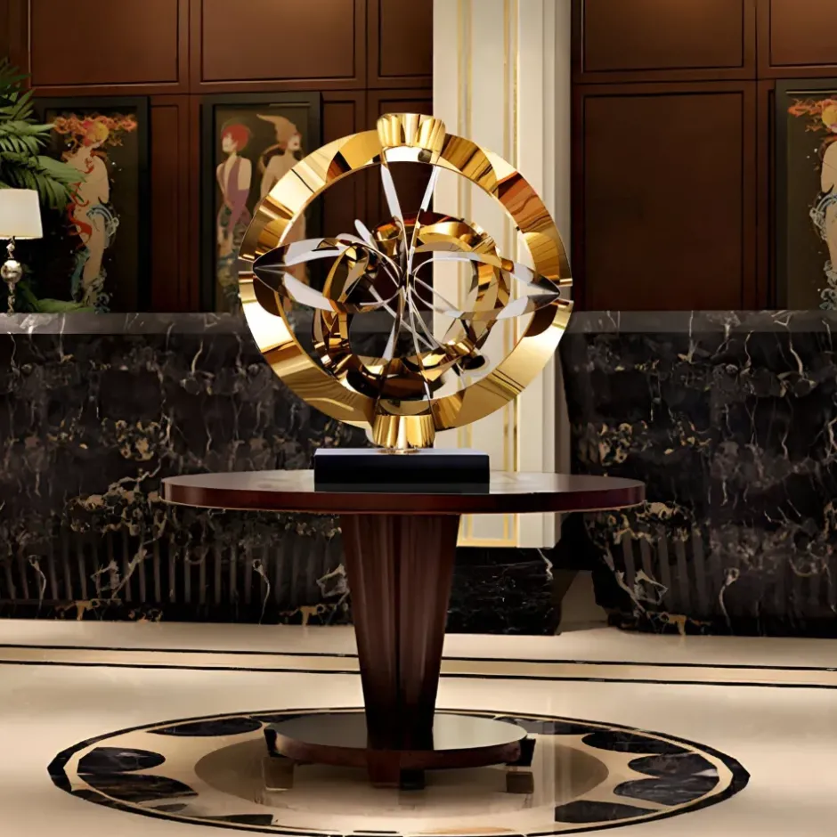 Statues & Sculptures Table Top|Abstract^Orbital Chaos 55cm Copper Metal Indoor Sculpture