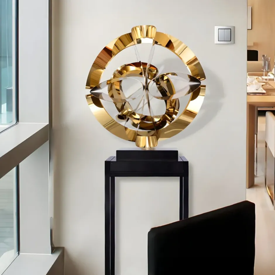Statues & Sculptures Table Top|Abstract^Orbital Chaos 65cm Copper Metal Indoor Sculpture