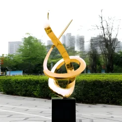 Statues & Sculptures Contemporary|Contemporary^Orbital Motion 250cm Gold Metal Garden Sculpture