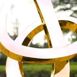 Statues & Sculptures Contemporary|Contemporary^Orbital Motion 250cm Gold Metal Garden Sculpture