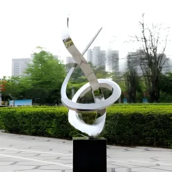 Statues & Sculptures Contemporary|Contemporary^Orbital Motion 250cm Silver Metal Garden Sculpture