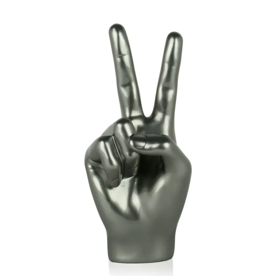 Statues & Sculptures Table Top|Contemporary^Peace Hand 28cm Anthracite Resin Indoor Sculpture