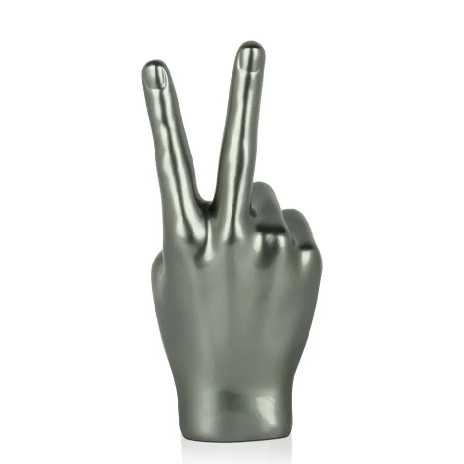 Statues & Sculptures Table Top|Contemporary^Peace Hand 28cm Anthracite Resin Indoor Sculpture