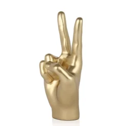 Statues & Sculptures Table Top|Contemporary^Peace Hand 28cm Gold Resin Indoor Sculpture