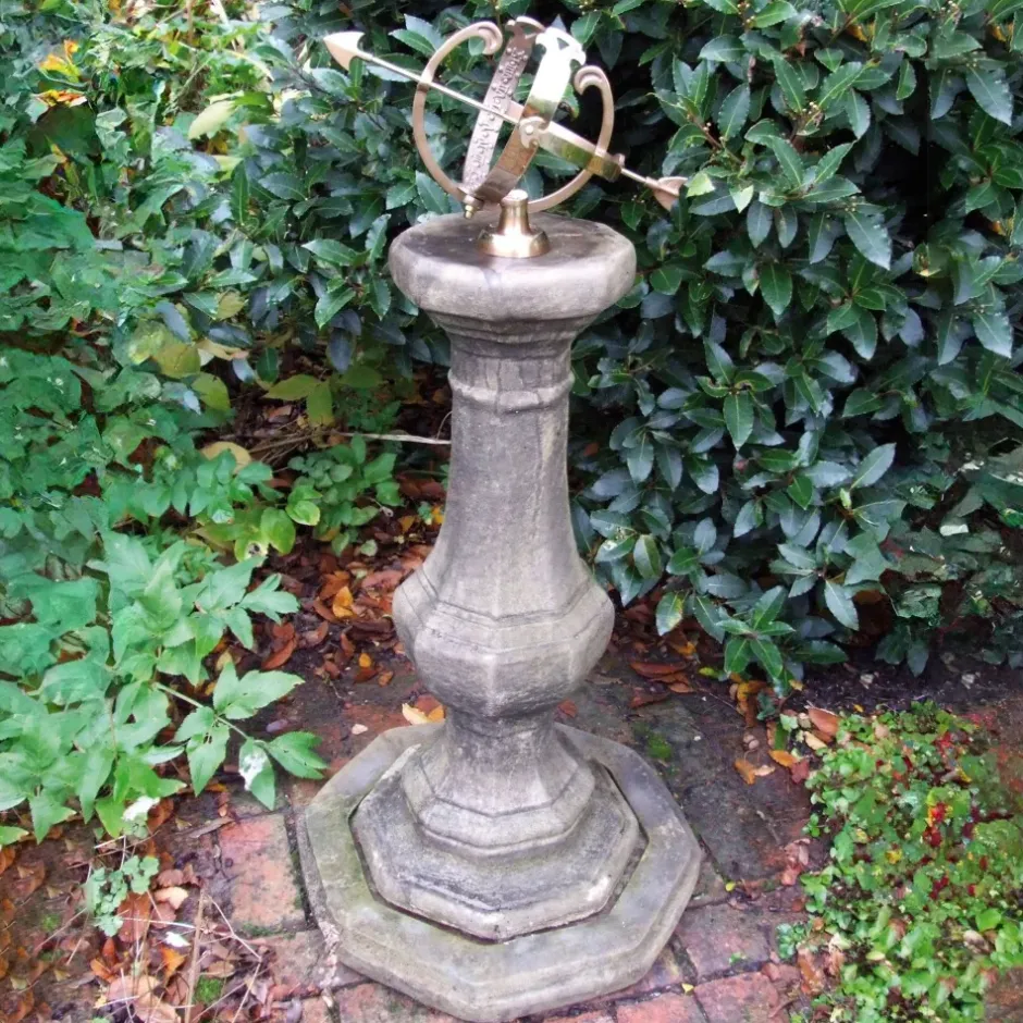 Statues & Sculptures Armillary Sundials^Pedestal Armillary 114cm Stone Garden Sundial