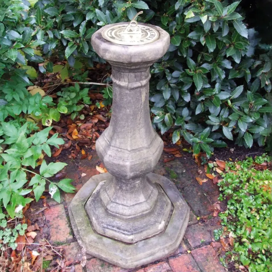 Statues & Sculptures Garden Sundials^Pedestal Brass Stone Garden Sundial