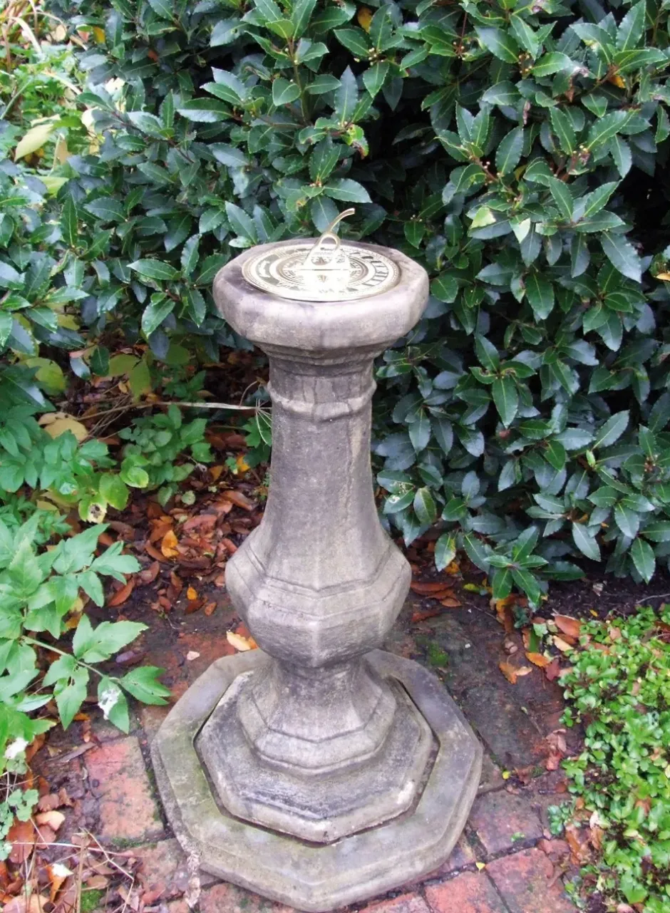 Statues & Sculptures Garden Sundials^Pedestal Brass Stone Garden Sundial