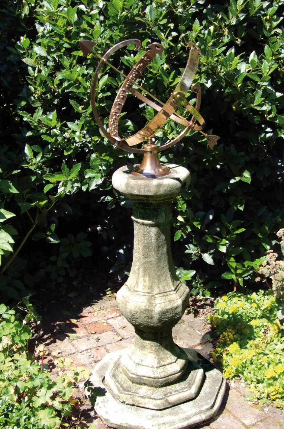 Statues & Sculptures Armillary Sundials^Pedestal Grand Armillary Stone Garden Sundial