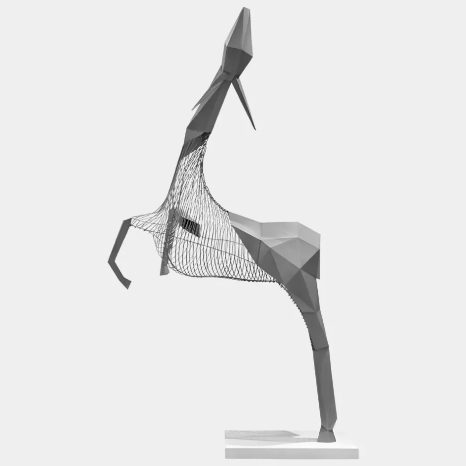 Statues & Sculptures Giant|Floor Standing^Phantom Deer 200cm Silver Metal Garden Sculpture
