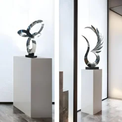 Statues & Sculptures Floor Standing|Abstract^Phoenix Inferno 102cm Silver Metal Indoor Sculpture