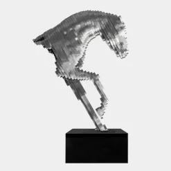 Statues & Sculptures Giant|Floor Standing^Pixel Horse 250cm Silver Metal Garden Sculpture