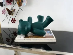 Statues & Sculptures Table Top|Animals^Playful Bear 15cm Green Resin Indoor Sculpture