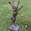 Statues & Sculptures Wildlife^Playful Hare 65cm Bronze Resin Garden Ornament v1