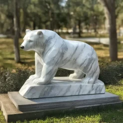 Statues & Sculptures Wildlife|Contemporary^Polar Bear 50cm White Marble Garden Statue v1