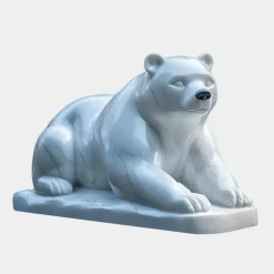 Statues & Sculptures Wildlife|Contemporary^Polar Bear 65cm White Marble Garden Statue v1