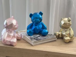 Statues & Sculptures Table Top|Low Poly^Polygon Bear 20cm Blue Resin Indoor Sculpture