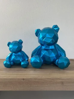 Statues & Sculptures Table Top|Low Poly^Polygon Bear 30cm Blue Resin Indoor Sculpture