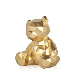 Statues & Sculptures Table Top|Low Poly^Polygon Bear 20cm Gold Resin Indoor Sculpture