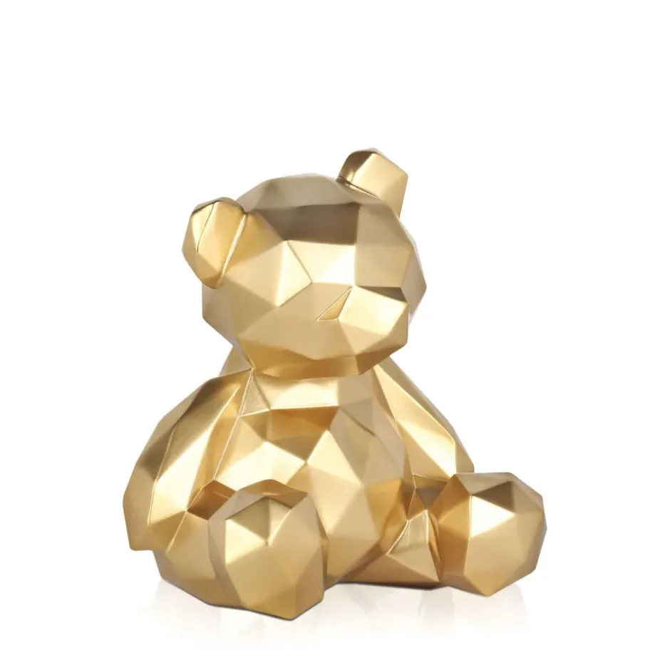 Statues & Sculptures Table Top|Low Poly^Polygon Bear 20cm Gold Resin Indoor Sculpture