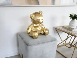 Statues & Sculptures Table Top|Low Poly^Polygon Bear 30cm Gold Resin Indoor Sculpture