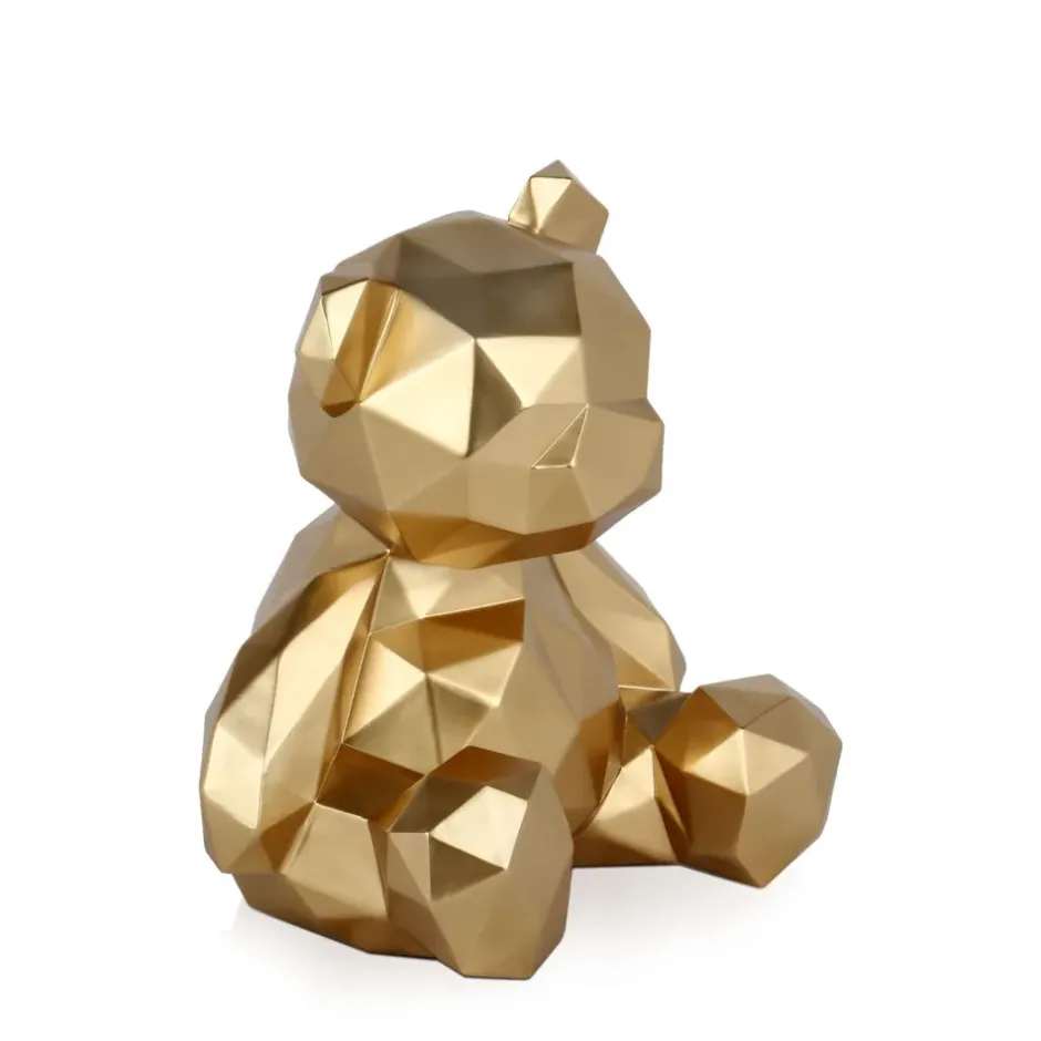 Statues & Sculptures Table Top|Low Poly^Polygon Bear 30cm Gold Resin Indoor Sculpture