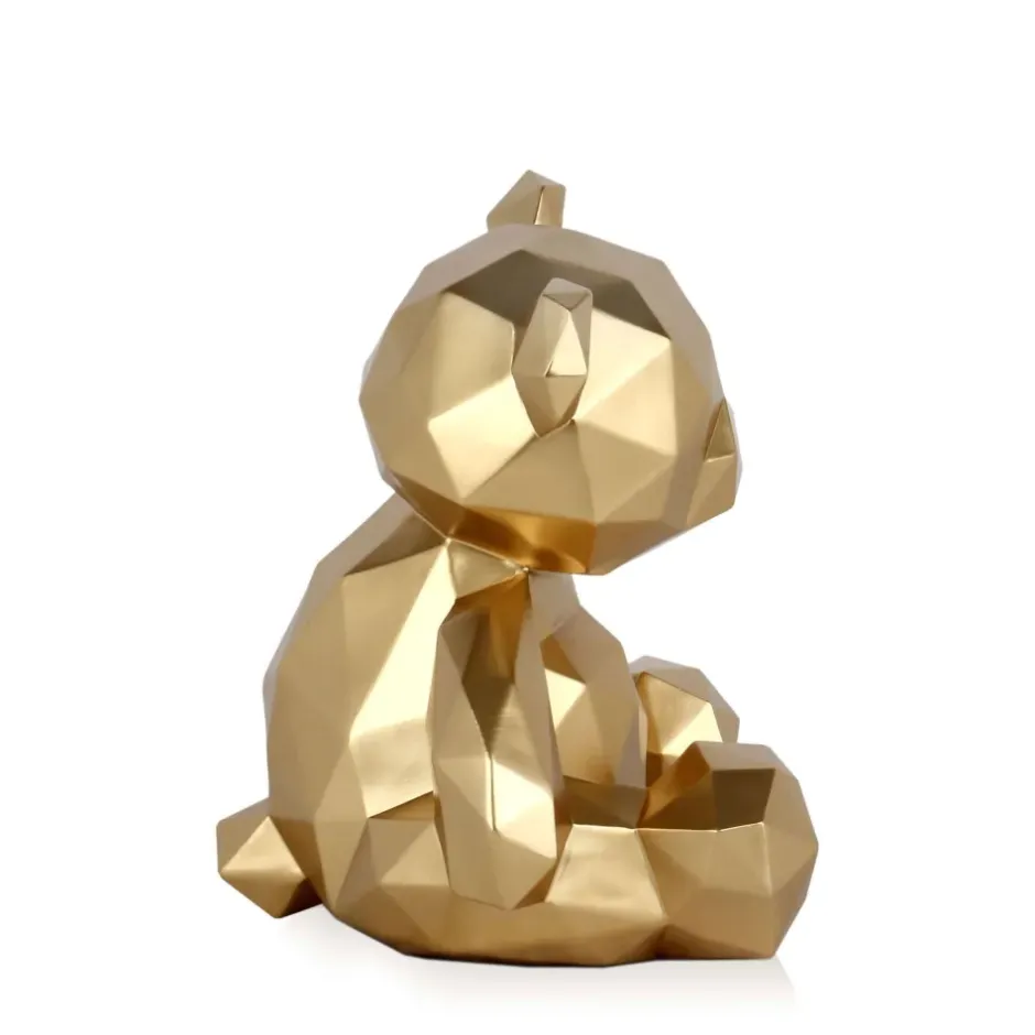 Statues & Sculptures Table Top|Low Poly^Polygon Bear 30cm Gold Resin Indoor Sculpture
