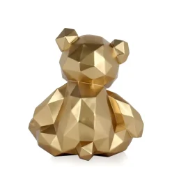 Statues & Sculptures Table Top|Low Poly^Polygon Bear 30cm Gold Resin Indoor Sculpture