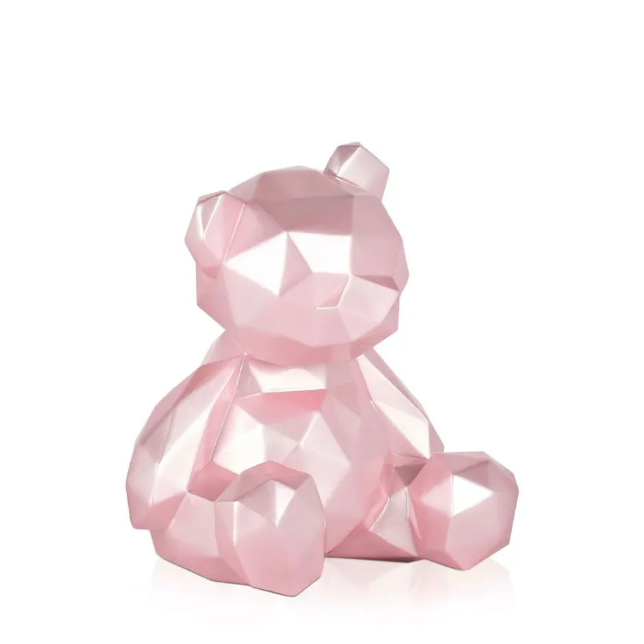 Statues & Sculptures Table Top|Low Poly^Polygon Bear 20cm Pink Resin Indoor Sculpture