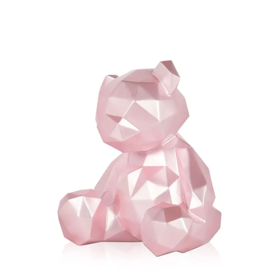 Statues & Sculptures Table Top|Low Poly^Polygon Bear 20cm Pink Resin Indoor Sculpture