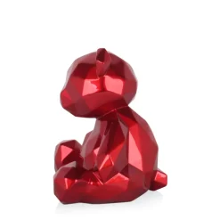 Statues & Sculptures Table Top|Low Poly^Polygon Bear 20cm Red Resin Indoor Sculpture