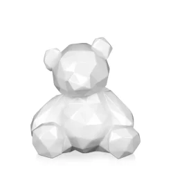 Statues & Sculptures Table Top|Low Poly^Polygon Bear 20cm White Resin Indoor Sculpture