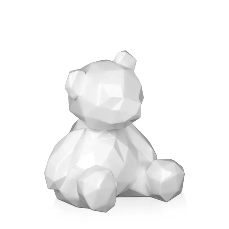 Statues & Sculptures Table Top|Low Poly^Polygon Bear 20cm White Resin Indoor Sculpture