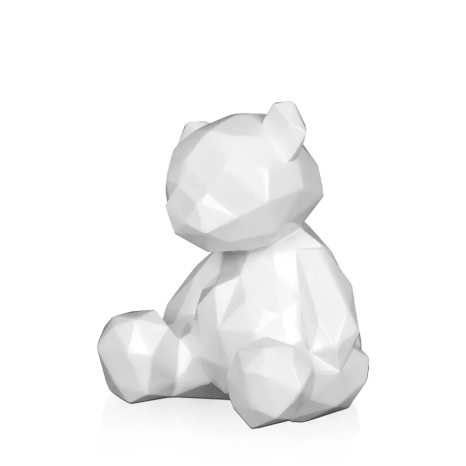 Statues & Sculptures Table Top|Low Poly^Polygon Bear 20cm White Resin Indoor Sculpture