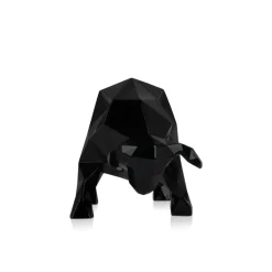 Statues & Sculptures Table Top|Low Poly^Polygon Bull 25cm Black Resin Indoor Sculpture