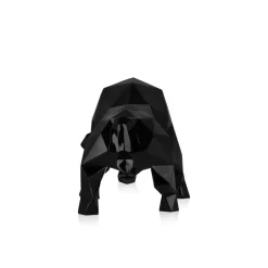 Statues & Sculptures Table Top|Low Poly^Polygon Bull 25cm Black Resin Indoor Sculpture