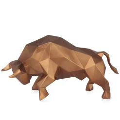 Statues & Sculptures Table Top|Low Poly^Polygon Bull 25cm Bronze Resin Indoor Sculpture