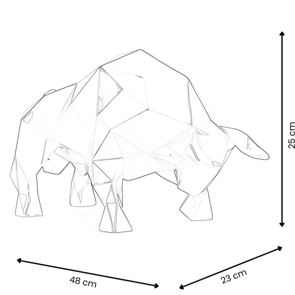 Statues & Sculptures Table Top|Low Poly^Polygon Bull 25cm Red Resin Indoor Sculpture