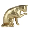 Statues & Sculptures Table Top|Low Poly^Polygon Cat 24cm Gold Resin Indoor Sculpture