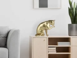 Statues & Sculptures Table Top|Low Poly^Polygon Cat 24cm Gold Resin Indoor Sculpture