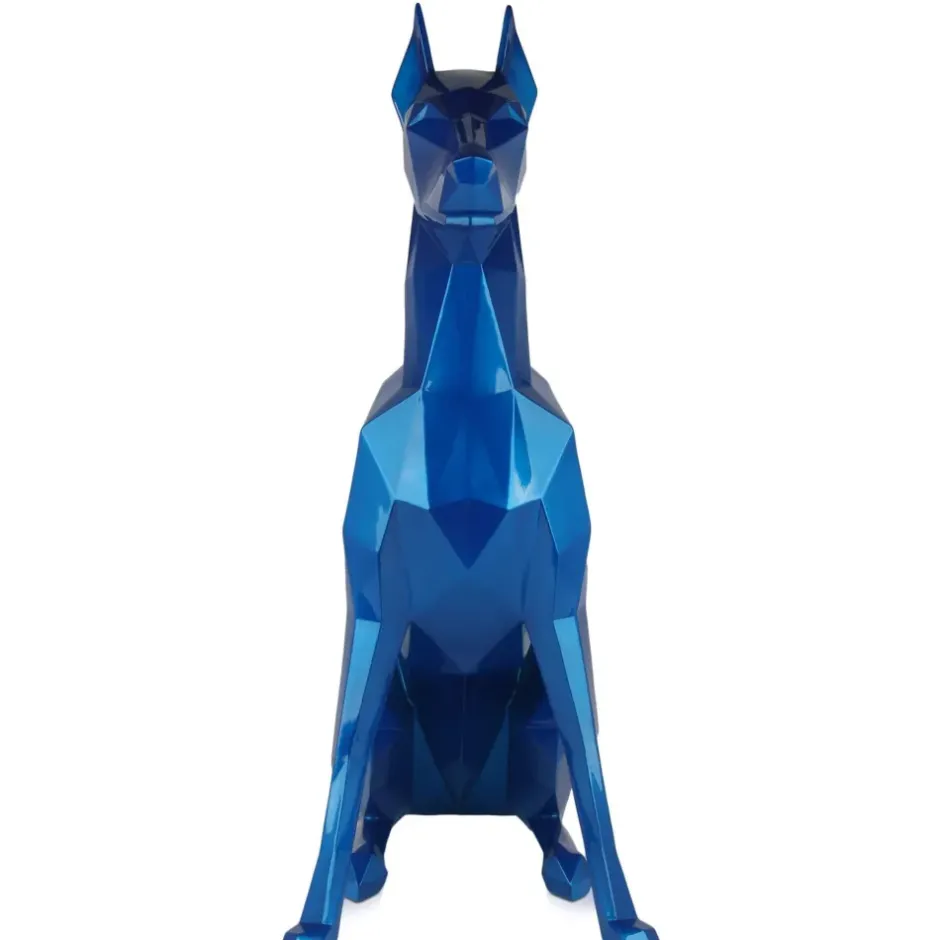 Statues & Sculptures Floor Standing|Low Poly^Polygon Doberman 82cm Blue Resin Indoor Sculpture