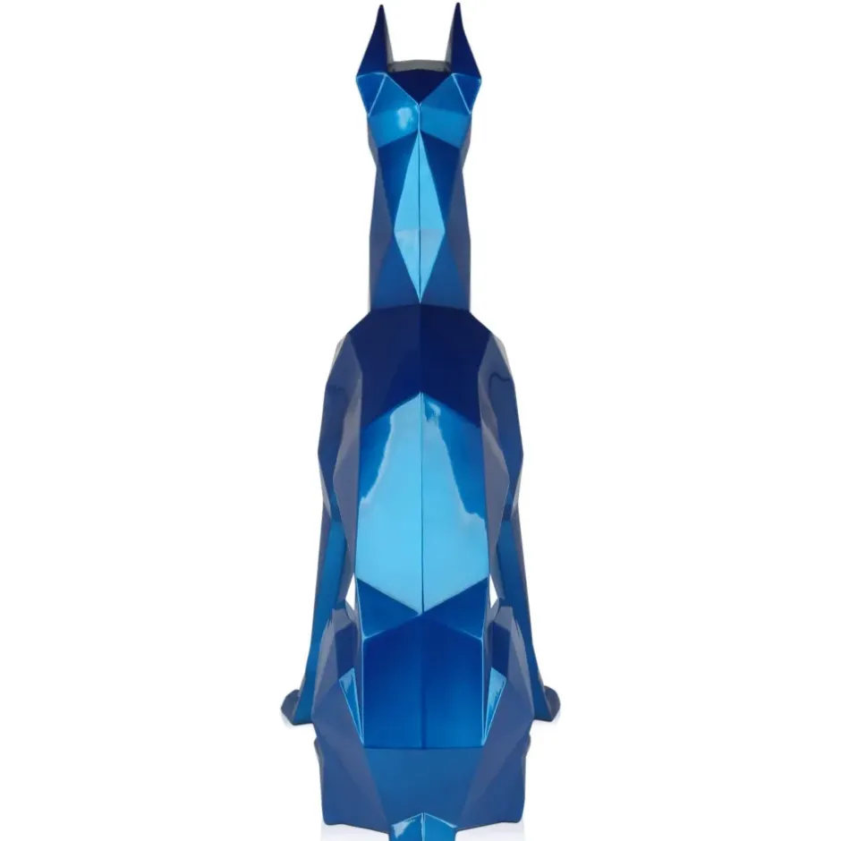 Statues & Sculptures Floor Standing|Low Poly^Polygon Doberman 82cm Blue Resin Indoor Sculpture