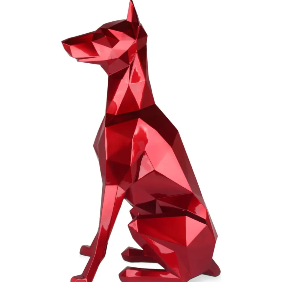 Statues & Sculptures Floor Standing|Low Poly^Polygon Doberman 82cm Red Resin Indoor Sculpture