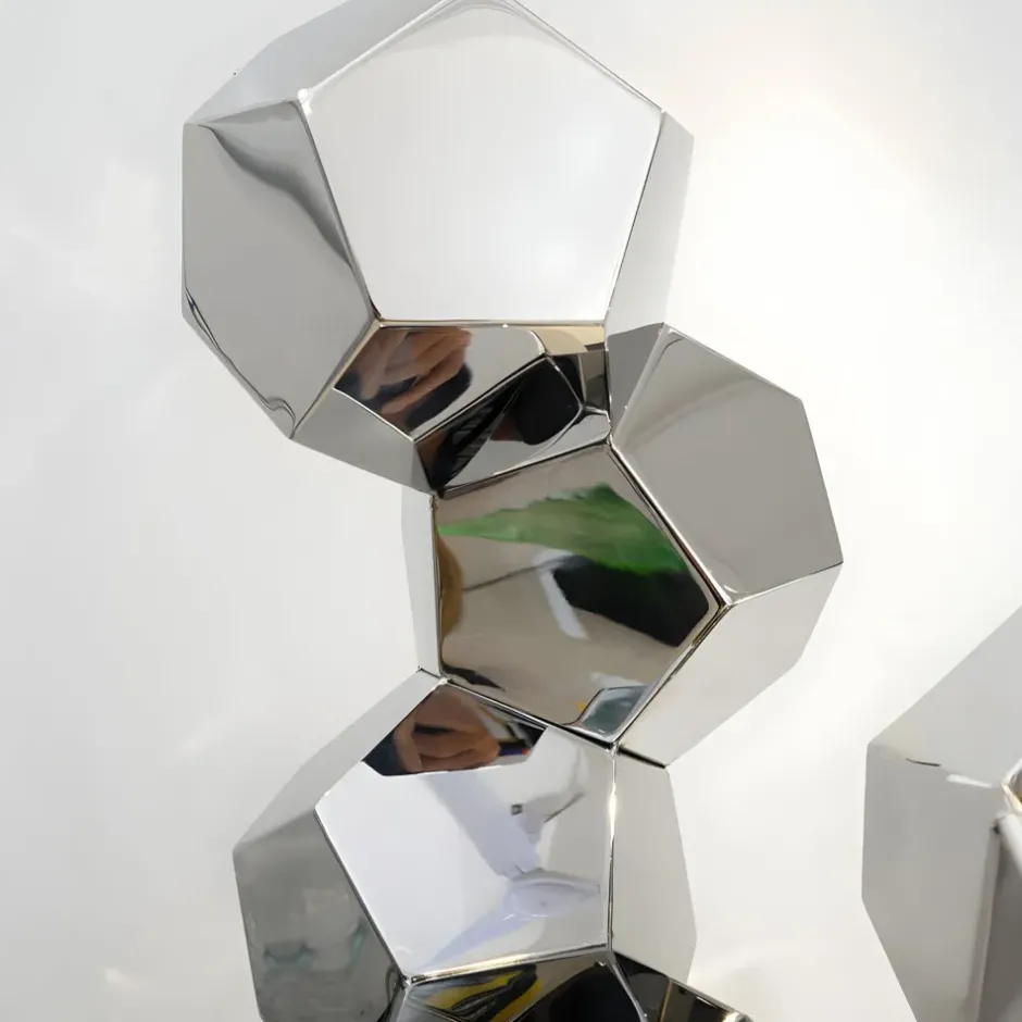 Statues & Sculptures Floor Standing|Low Poly^Polygon Fusion 104cm Gold Metal Indoor Sculpture