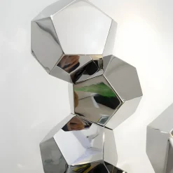 Statues & Sculptures Floor Standing|Low Poly^Polygon Fusion 104cm Silver Metal Indoor Sculpture