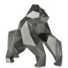 Statues & Sculptures Table Top|Low Poly^Polygon Gorilla 44cm Anthracite Resin Indoor Sculpture