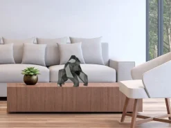 Statues & Sculptures Table Top|Low Poly^Polygon Gorilla 44cm Anthracite Resin Indoor Sculpture