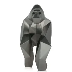 Statues & Sculptures Table Top|Low Poly^Polygon Gorilla 44cm Anthracite Resin Indoor Sculpture