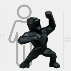 Statues & Sculptures Floor Standing|Animals^Polygon Gorilla 135cm Black Resin Indoor Sculpture