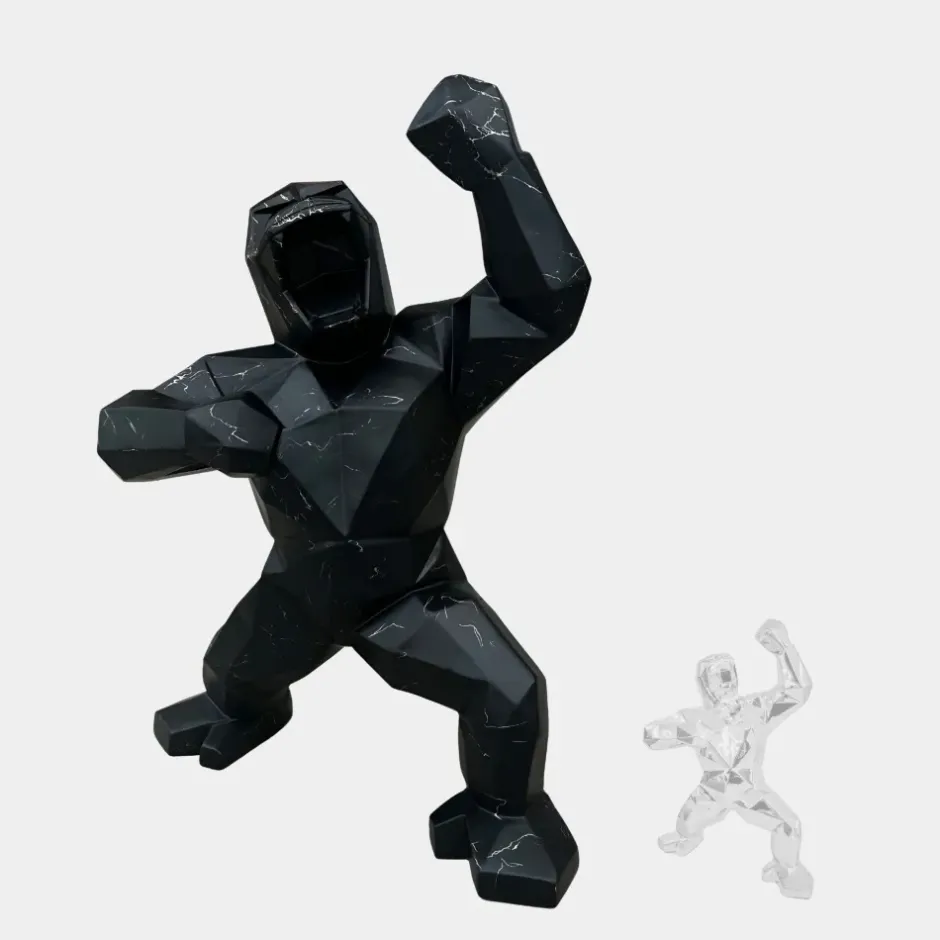 Statues & Sculptures Floor Standing|Animals^Polygon Gorilla 135cm Black Resin Indoor Sculpture