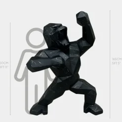 Statues & Sculptures Giant|Floor Standing^Polygon Gorilla 165cm Black Resin Indoor Sculpture
